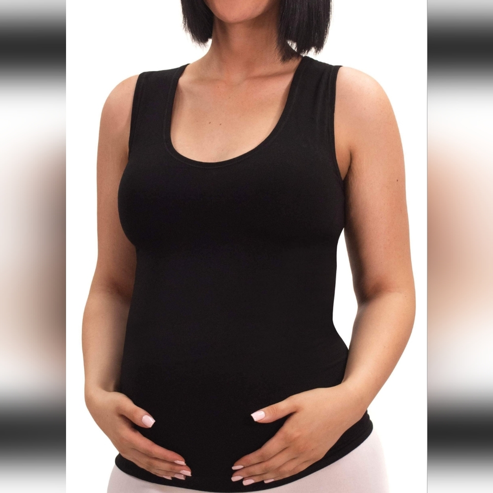 Momzee Scoop Neck Maternity Tank Top Black XS NWOT